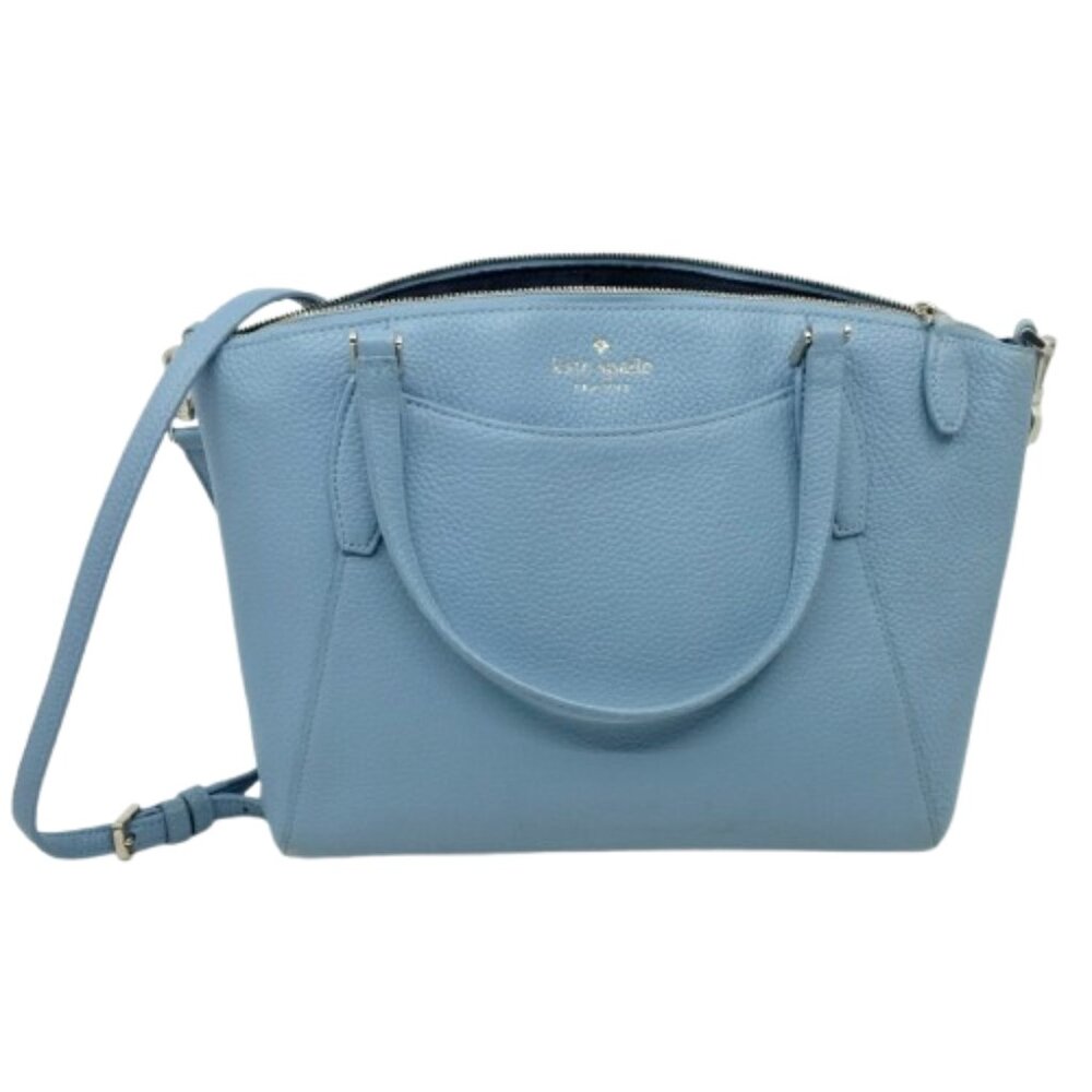 KATE SPADE~Monica Satchel~LIGHT BLUE PEBBLED LEATHER SHOULDER BAG